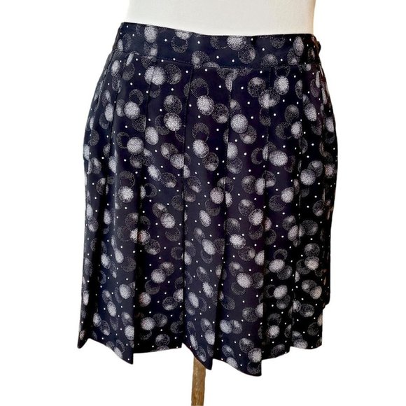 Vintage Black Pleated Tennis Skirt Polka Dot Sz 8 Mini Dark Academia 15"‎ - Picture 1 of 9